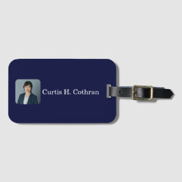 Etiqueta Para Maletas Diseño de placa de nombre azul marino y blanco