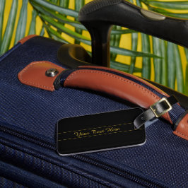 Etiqueta Para Maletas Diseño de texto simple personalizable dorado y neg