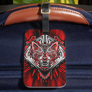Etiqueta Para Maletas Diseño de tótem tribal Haida de lobo