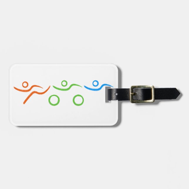 Etiqueta Para Maletas Diseño de triatlón fresco y único (Frente Horizontal)