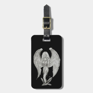 Etiqueta Para Maletas Diseño en blanco y negro de ángel
