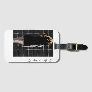 Etiqueta Para Maletas Diseño en forma de manga con palabra adiós en japo