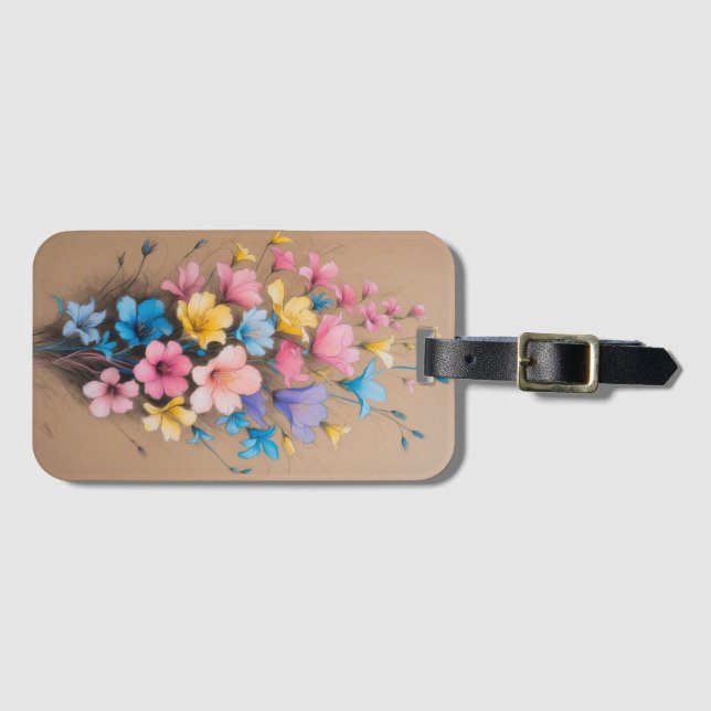 Etiqueta Para Maletas Diseño Flor Arreglo Floral Arte (Anverso horizontal)