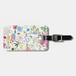 Etiqueta Para Maletas Diseño Floral Colorido de Estilo Antiguo