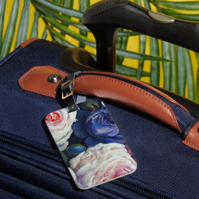 Etiqueta Para Maletas Diseño floral de Rosas barrocos clásicos (Anverso In situ 1)