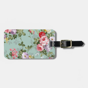 Etiqueta Para Maletas Diseño floral verde de la Casa de la Moneda 