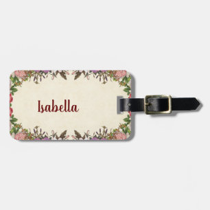 Etiqueta Para Maletas Diseño floral vintage personalizar