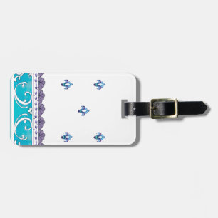 Etiqueta Para Maletas Diseño Fluer De Lis Blue Swirl