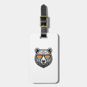 Etiqueta Para Maletas Diseño Gráfico Vectorial de Gafas de Sol de Oso Vi