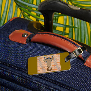 Etiqueta Para Maletas Diseño mecánico de vintage de polea industrial Hoo