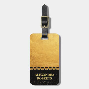 Etiqueta Para Maletas Diseño Monograma Black and Gold Luxury