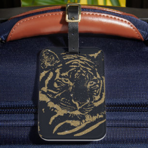 Etiqueta Para Maletas Diseño negro del tigre de oro