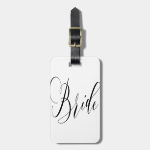 ETIQUETA PARA MALETAS DISEÑO NEGRO ELEGANTE DE LA NOVIA DE LA ESCRITURA