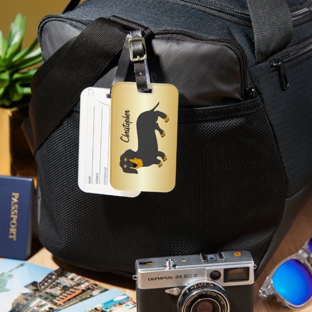 Etiqueta Para Maletas Diseño personalizado de Dachshund (Anverso & Reverso)
