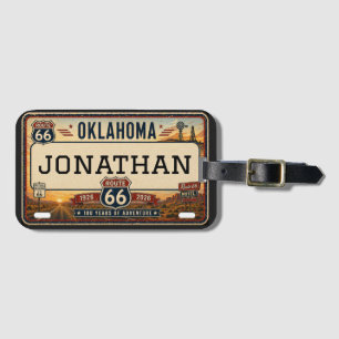 Etiqueta Para Maletas Diseño Personalizado de la Ruta 66 de Oklahoma
