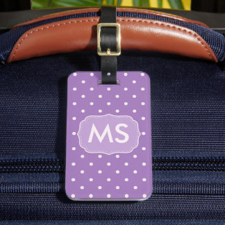 Etiqueta Para Maletas Diseño personalizado de puntos blancos y lavanda p