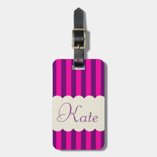 Etiqueta Para Maletas Diseño púrpura personalizado de los lunares de las