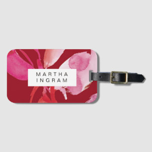 Etiqueta Para Maletas Diseño rojo y rosa negrita de las acuarelas