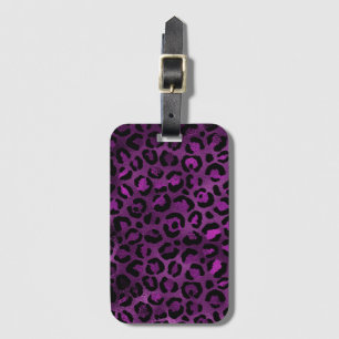 Etiqueta Para Maletas Diseño serie Leopardo morado y dorado 3