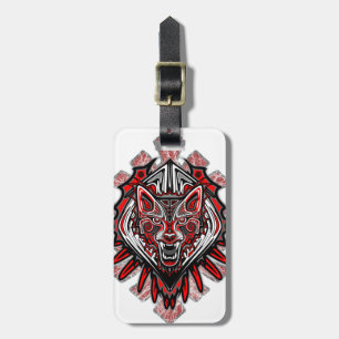 Etiqueta Para Maletas Diseño Totémico Tribal Haida de Lobo