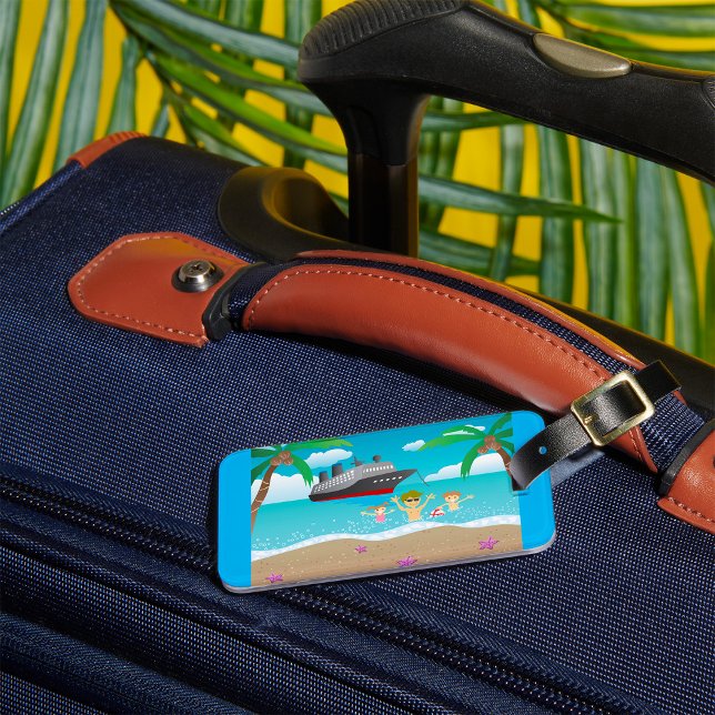 Etiqueta Para Maletas Diversión de crucero de playa para familias tropic (Subido por el creador)