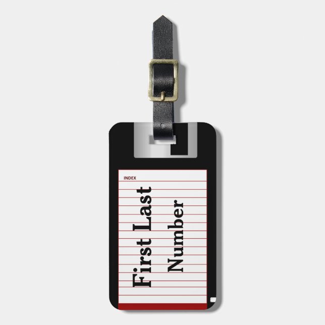 Etiqueta Para Maletas Diversión personalizado y el disquete Nerdy Floppy (Frente Vertical)