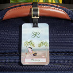 Etiqueta Para Maletas Divertido Escena de la playa Glam Palm Tree Monogr<br><div class="desc">Monograma de la escena de la playa divertida Glam Palm Tree. Disfruta y haría un regalo realmente divertido y único. Si tiene alguna pregunta sobre el diseño o necesita ayuda,  envíe un chat o un correo electrónico a: charmdesignstudio@rcn.com</div>