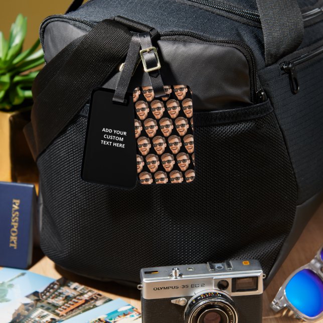 Etiqueta Para Maletas Divertido viaje personalizado de fotos faciales (Anverso & Reverso)