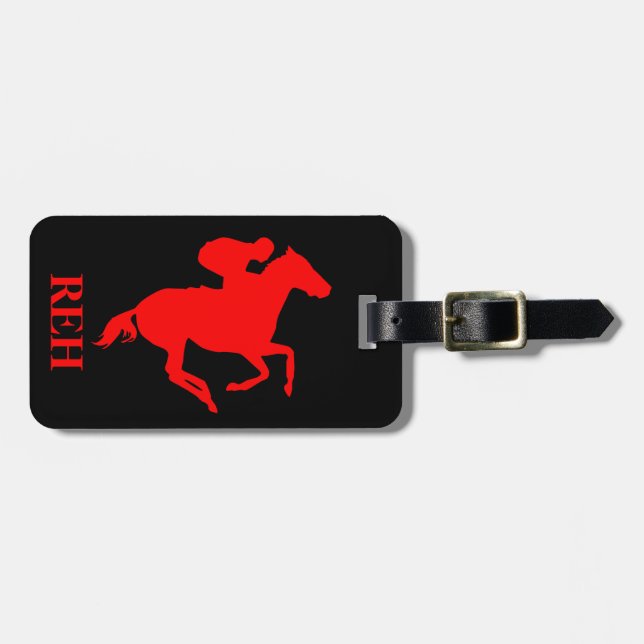 Etiqueta Para Maletas DIY Monograma Raza Roja Caballo/Cualquier color (Frente Horizontal)