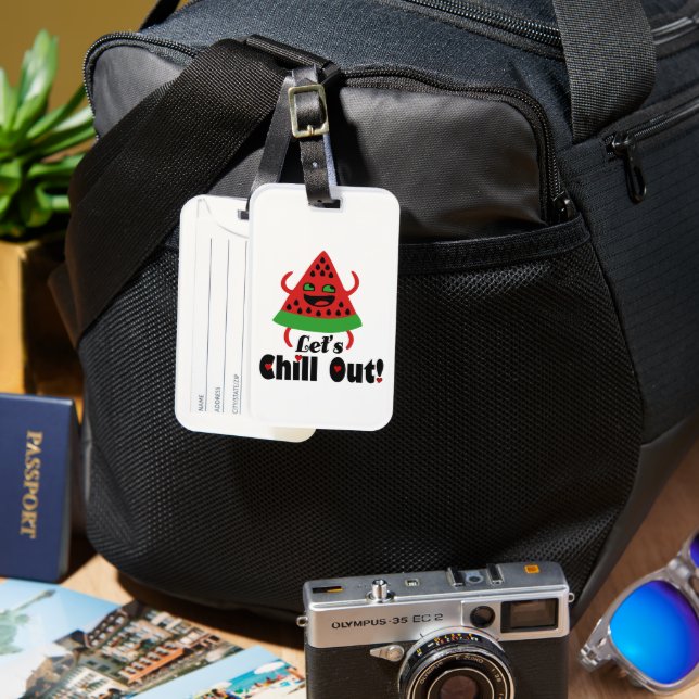 Etiqueta Para Maletas ❤️ 🍉 Do Watermelon Dance & Chill 😋 (Anverso & Reverso)