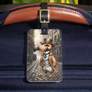 Etiqueta Para Maletas Dodo Steampunk Victoriano en Callejón de Londres