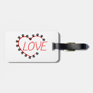 Etiqueta Para Maletas Dog Paws Red Heart Love