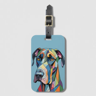 Etiqueta Para Maletas Dogo Grande Cubista Colorido