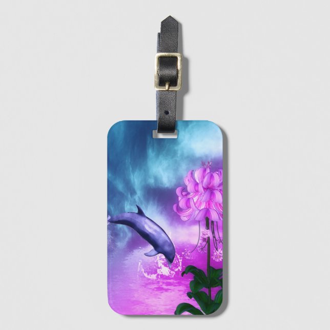 Etiqueta Para Maletas Dolphin Blossom Dreams (Anverso vertical)