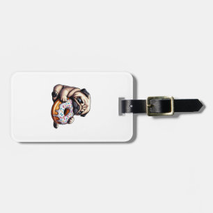 Etiqueta Para Maletas Donut de dibujos animados divertido pug lindo comi