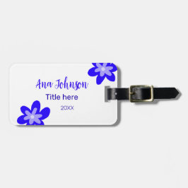 Etiqueta Para Maletas Doodle de flores azules titulo año 20XX profesión