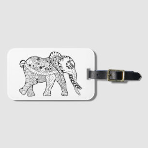 Etiqueta Para Maletas Doodle del elefante