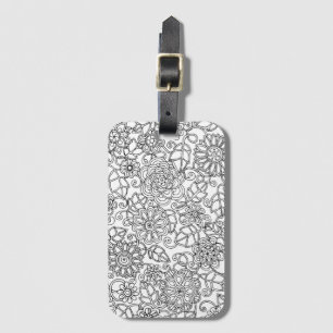 Etiqueta Para Maletas Doodle floral étnico