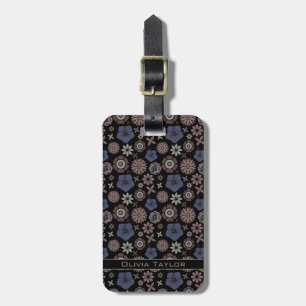 Etiqueta Para Maletas Doodle floral sin soldadura patrón nombre personal