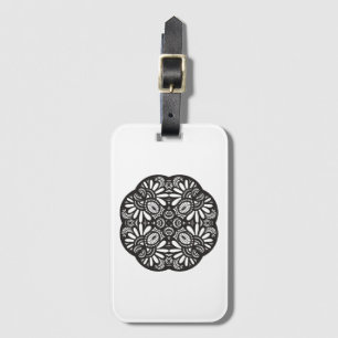Etiqueta Para Maletas Doodle hermoso de la casilla negra de Deco