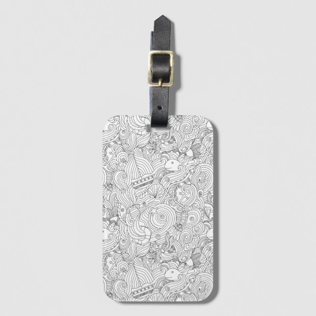 Etiqueta Para Maletas Doodle náutico (Anverso vertical)