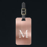 Etiqueta Para Maletas Dorado rosa rosado cepillado con escritura Metaliz<br><div class="desc">Rosa Rosa Rosa Dorado Cepillado con guión Metalizado Monograma etiqueta de bolsa de corte</div>