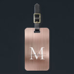 Etiqueta Para Maletas Dorado rosa rosado cepillado con escritura Metaliz<br><div class="desc">Rosa Rosa Rosa Dorado Cepillado con guión Metalizado Monograma etiqueta de bolsa de corte</div>