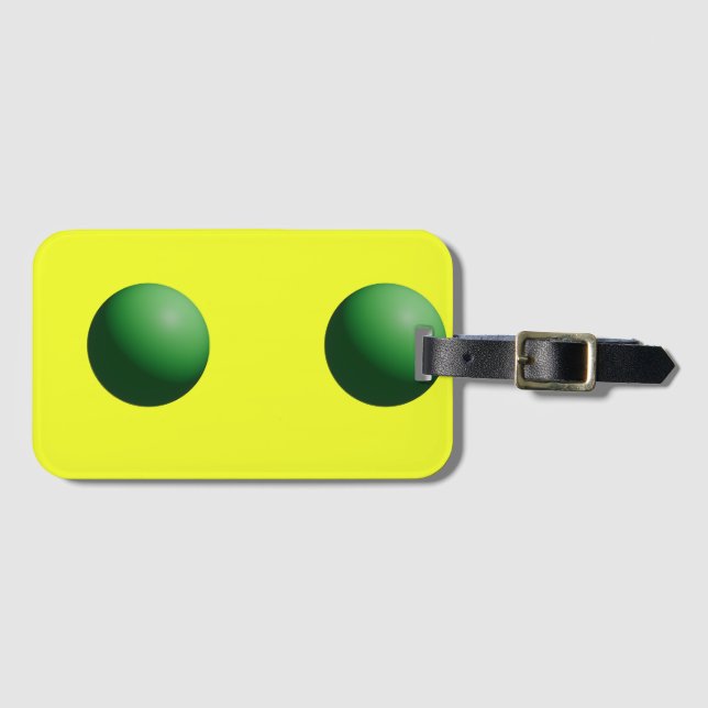Etiqueta Para Maletas Dos esferas verdes sobre amarillo (Anverso horizontal)