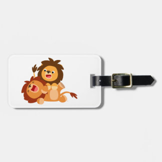 Etiqueta Para Maletas Dos pequeños y juguetones leones Personalizados