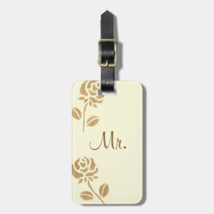 Etiqueta Para Maletas Dos rosas del oro personalizaron a Sr. Luggage