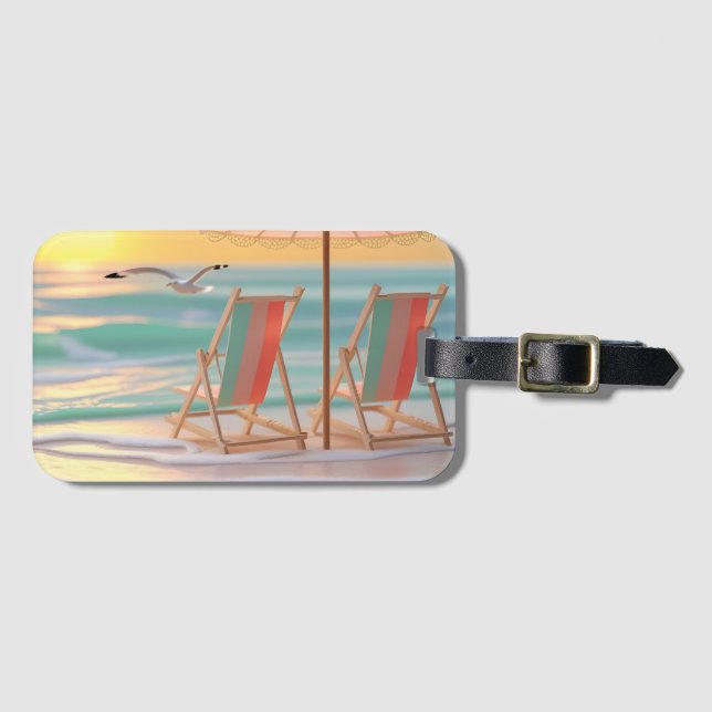 Etiqueta Para Maletas "Dos Sillas Junto Al Mar" (Anverso horizontal)