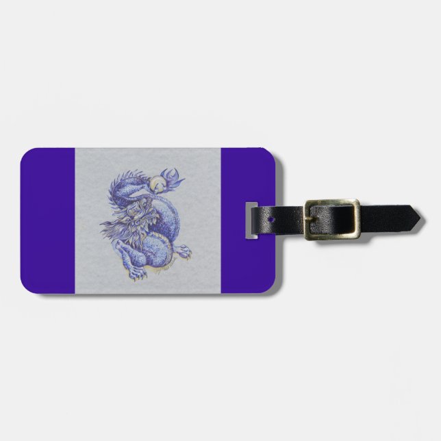 Etiqueta Para Maletas Dragón azul (Frente Horizontal)