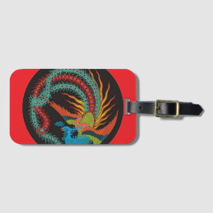 Etiqueta Para Maletas "Dragón chino-pavo real"