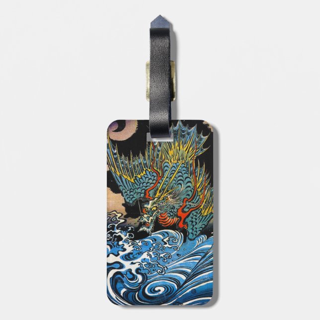 Etiqueta Para Maletas Dragón legendario antiguo japonés oriental fresco (Atrás Vertical)